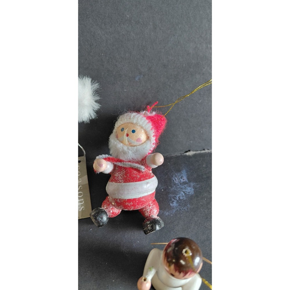 vintage midcentury flocked felt Santa doll Collection ornament Christmas Holiday - Picture 3 of 12